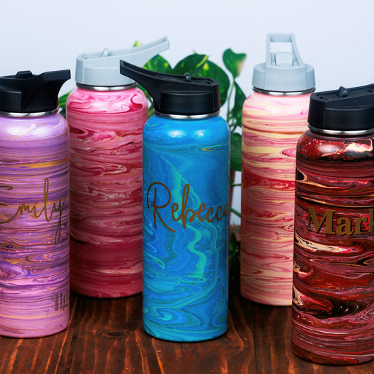 Water Bottle 1.1L Insulated with Flip Straw and Handle