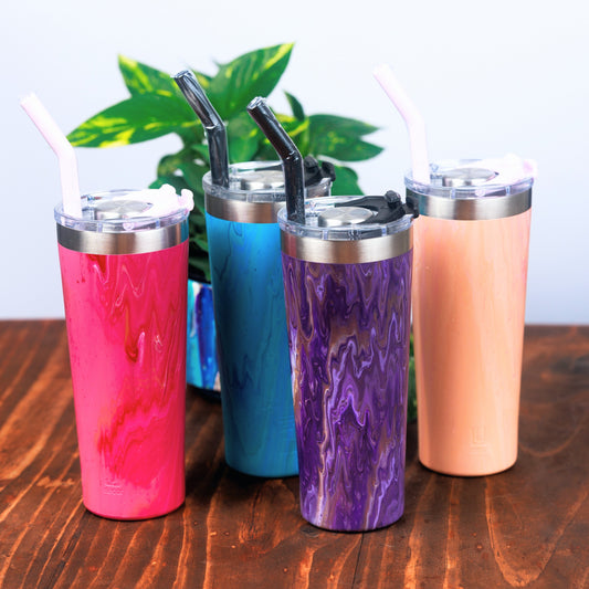 Tall 650ml Smoothie and Drink Tumbler with Straw