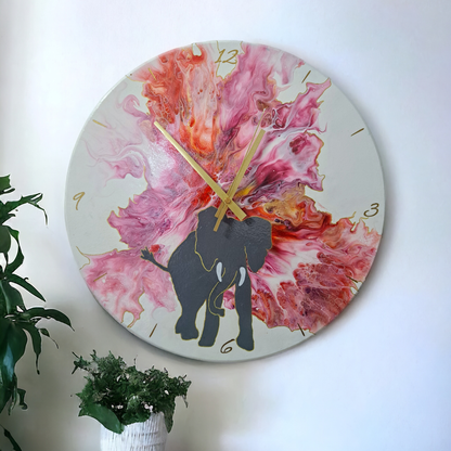 Pink Elephant - 40cm Clock