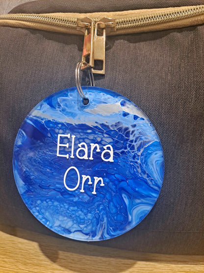 Bag Tag with Personalised Name Lilly Loves Gifts Sapphire Blue 