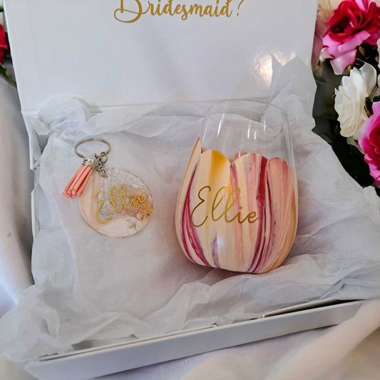 Be My Bridesmaid Drinkware and Keychain Gift Set Lilly Loves Gifts 