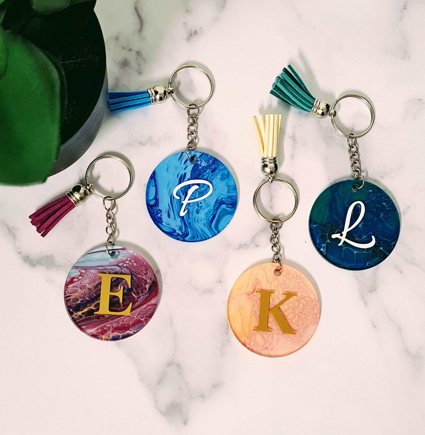 Keychain with Monogram Letter Lilly Loves Gifts 