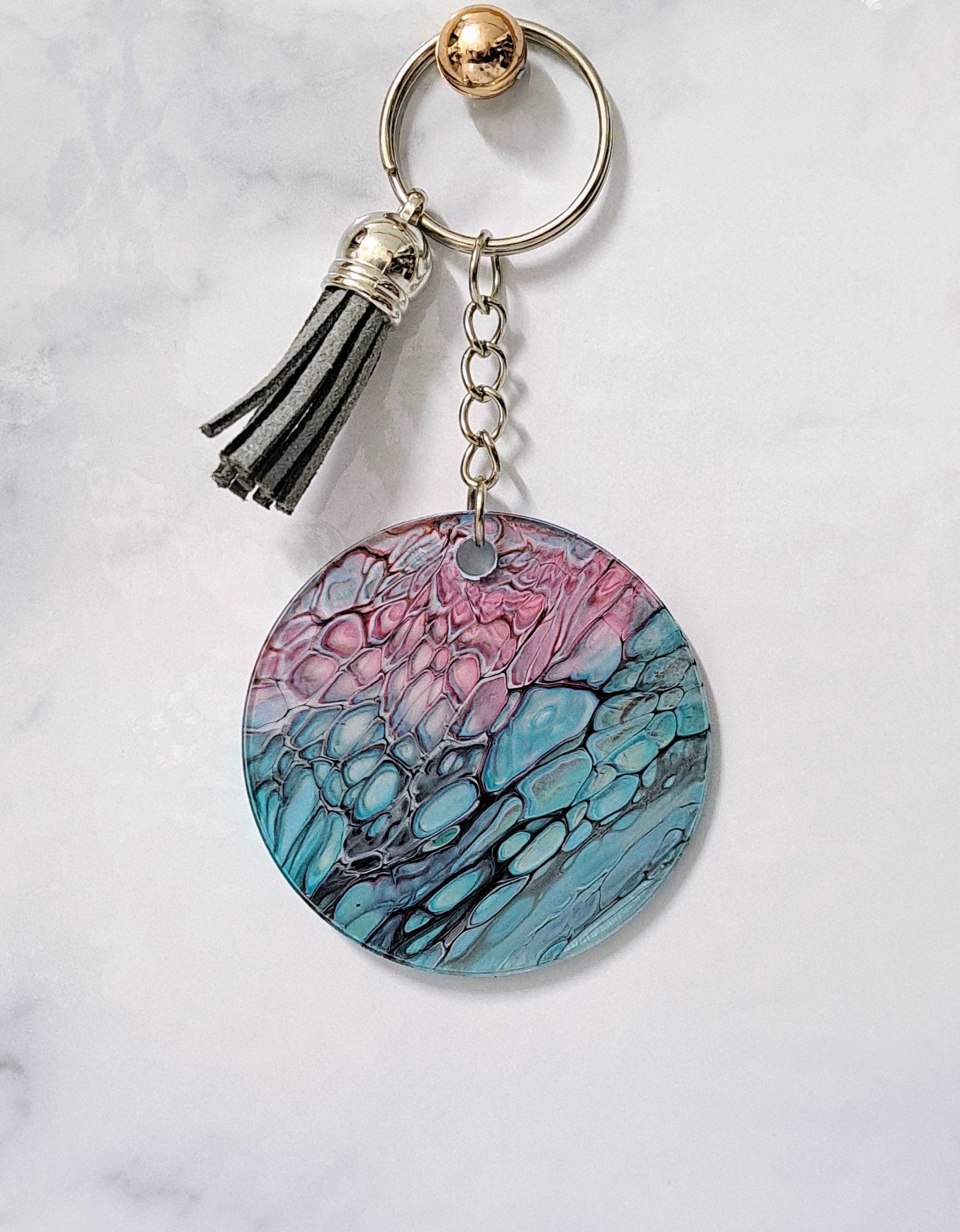 Keychain with Monogram Letter Lilly Loves Gifts Pastel Pink and Blue 