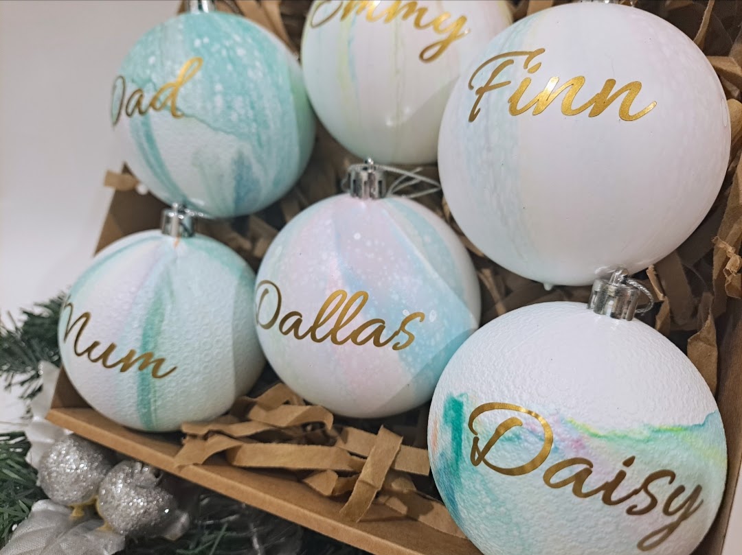 Personalised Christmas Baubles - Set of 6