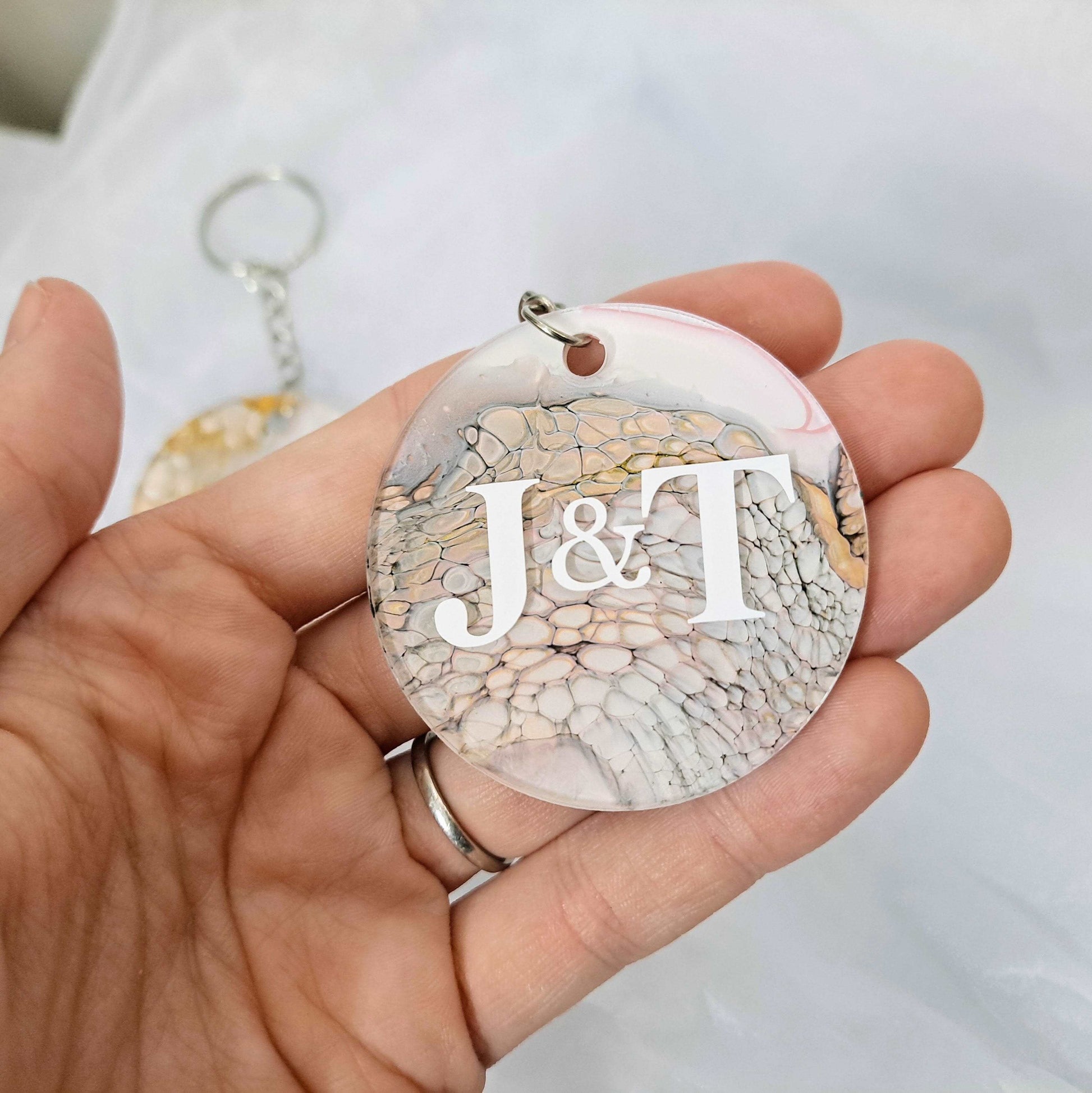 Wedding Favour Keychain with Couple Initials Lilly Loves Gifts 