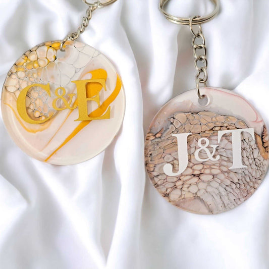 Wedding Favour Keychain with Couple Initials Lilly Loves Gifts 