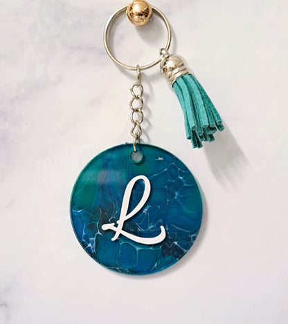 Keychain with Monogram Letter Lilly Loves Gifts Peacock 