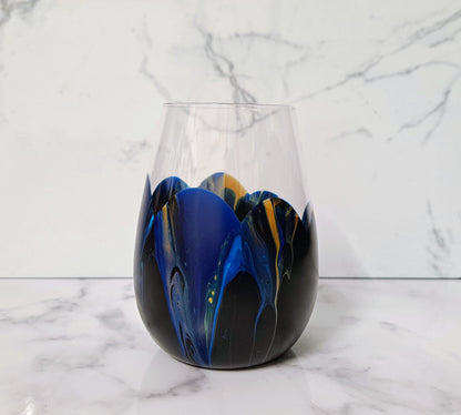 Stemless Wine Glass - Limited Colours Lilly Loves Gifts Blue Black Gold 